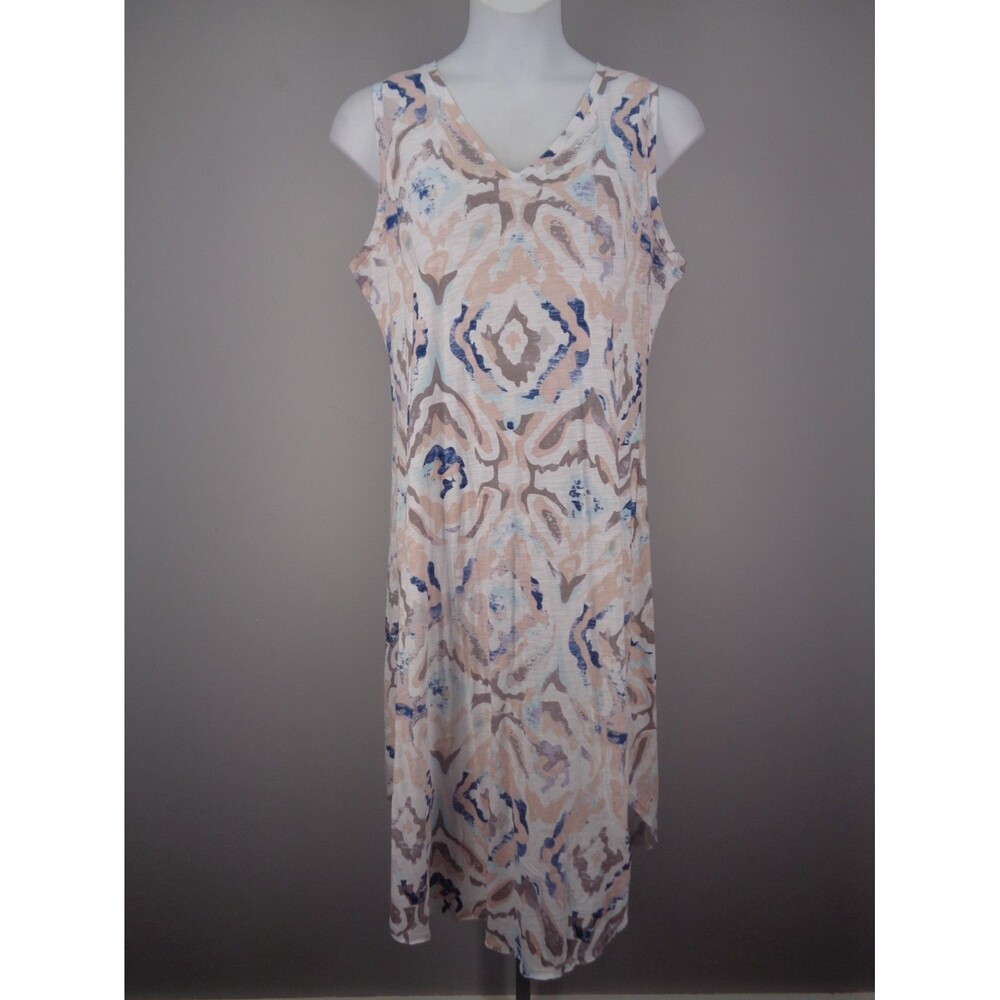 Charlie B Slub Cotton Dress Size XL Sleeveless Printed New